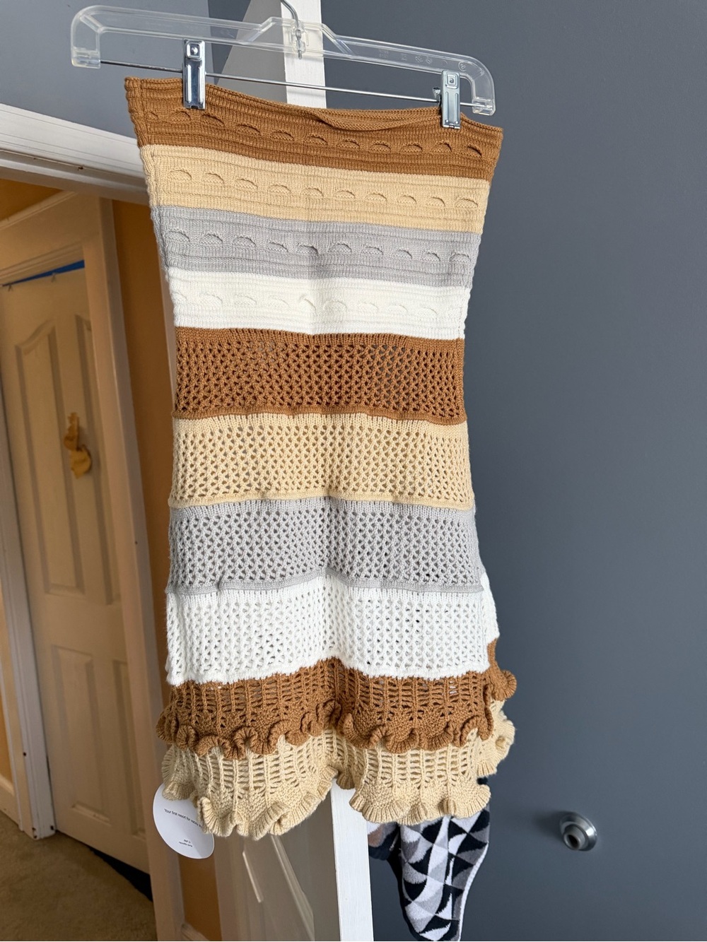 Women's Striped Crochet Knit Tube Top Sweater - Neutral Mix